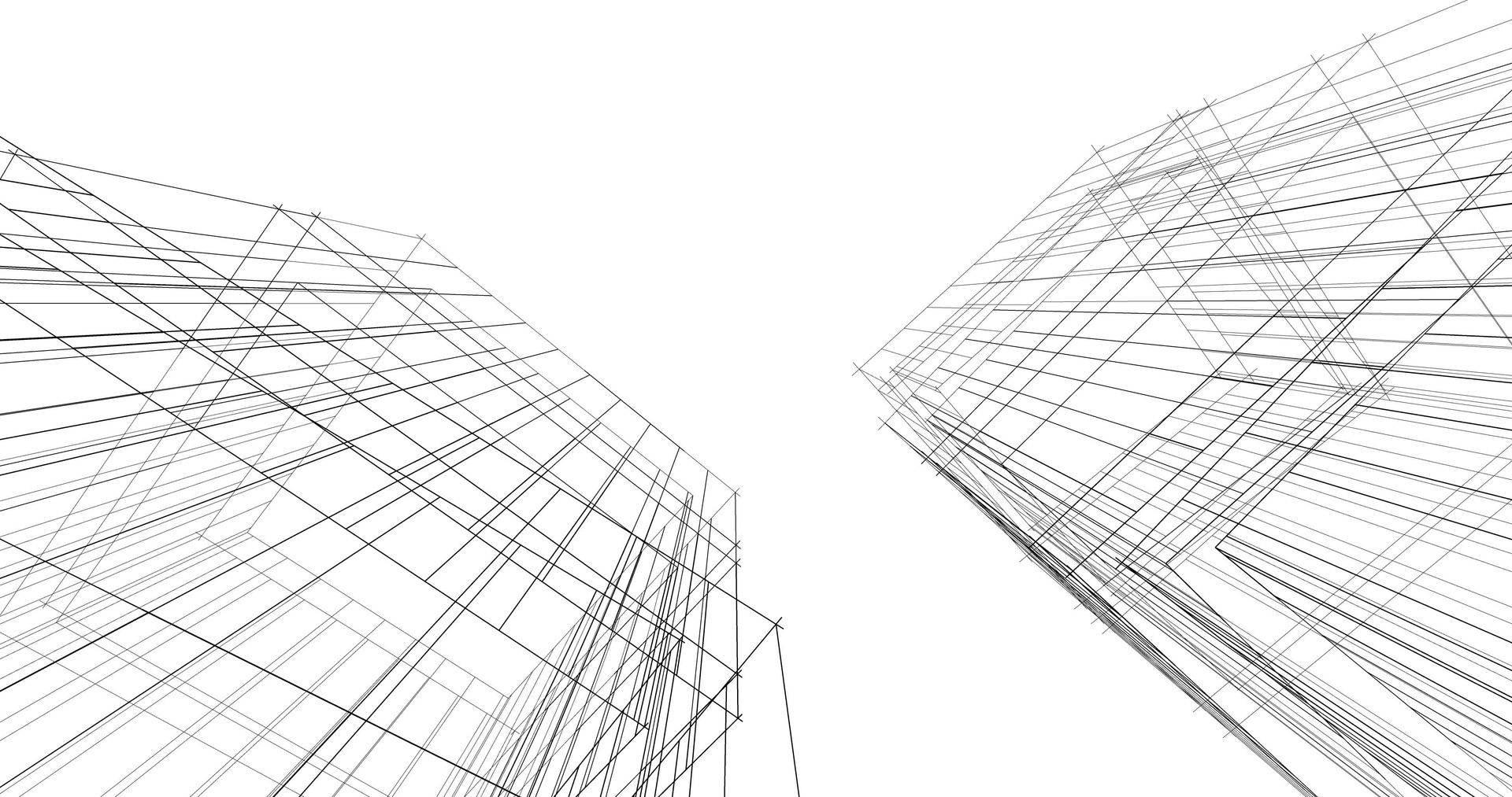 Eine Zeichnung aus Bleistift eines Gebäudes mit Strichen